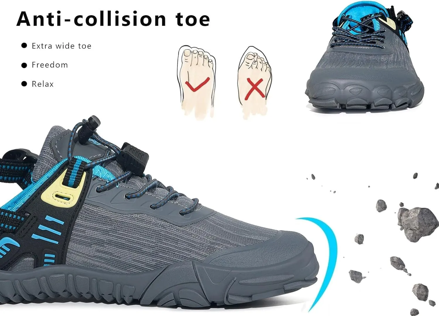 Eagsouni Womens Mens Water Shoes Quick Dry Sport Aqua Shoes Barefoot Non-Slip Outdoor Hiking Sandals with Wide Toe Box & Arch Support