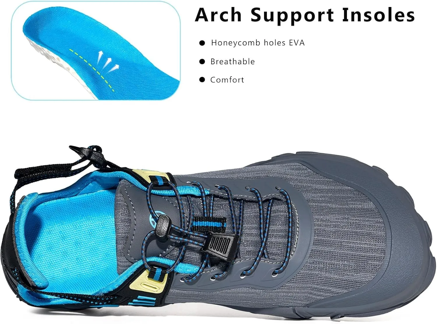 Eagsouni Womens Mens Water Shoes Quick Dry Sport Aqua Shoes Barefoot Non-Slip Outdoor Hiking Sandals with Wide Toe Box & Arch Support