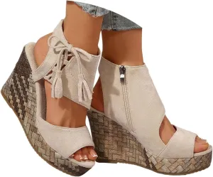 Eduavar Womens Wedge Sandals, Orthopedic Sandals for Women Sandals Open Toe Wedge Platform Sandal with Back Strap