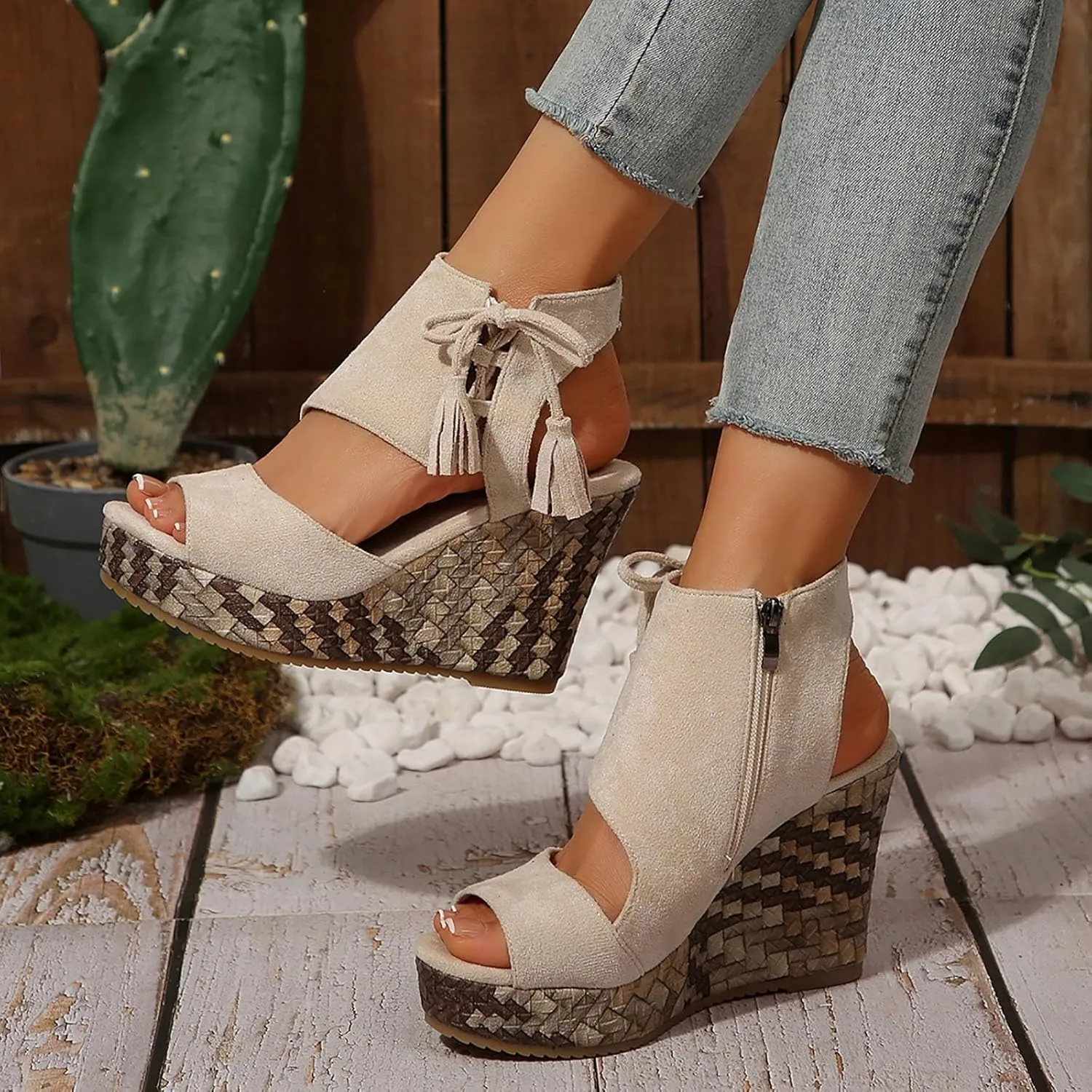 Eduavar Womens Wedge Sandals, Orthopedic Sandals for Women Sandals Open Toe Wedge Platform Sandal with Back Strap