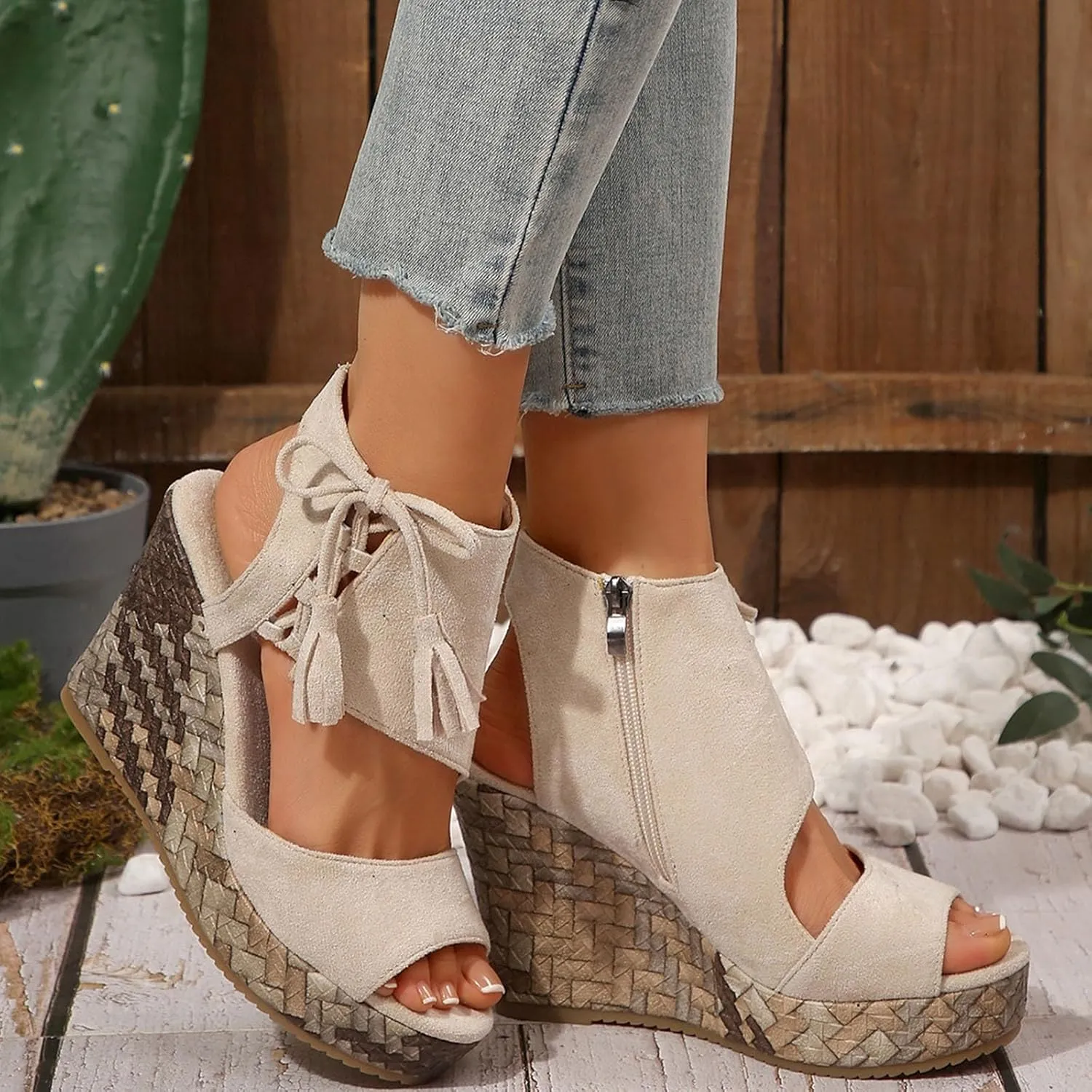 Eduavar Womens Wedge Sandals, Orthopedic Sandals for Women Sandals Open Toe Wedge Platform Sandal with Back Strap