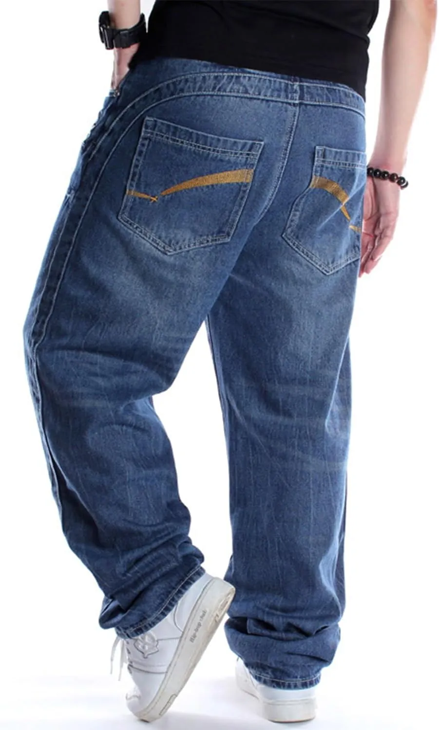 EnllerviiD Men's Baggy Hip Hop Denim Jeans Loose Fit Vintage Skateboard Skater Dance Pants