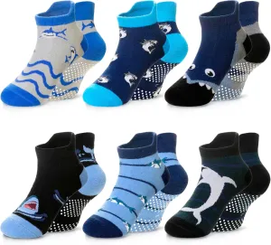 Eyean Kids Ankle Cotton Socks Cute Animal Pattern Soft Non Slip Boys Girls No Show Socks 6 Pairs