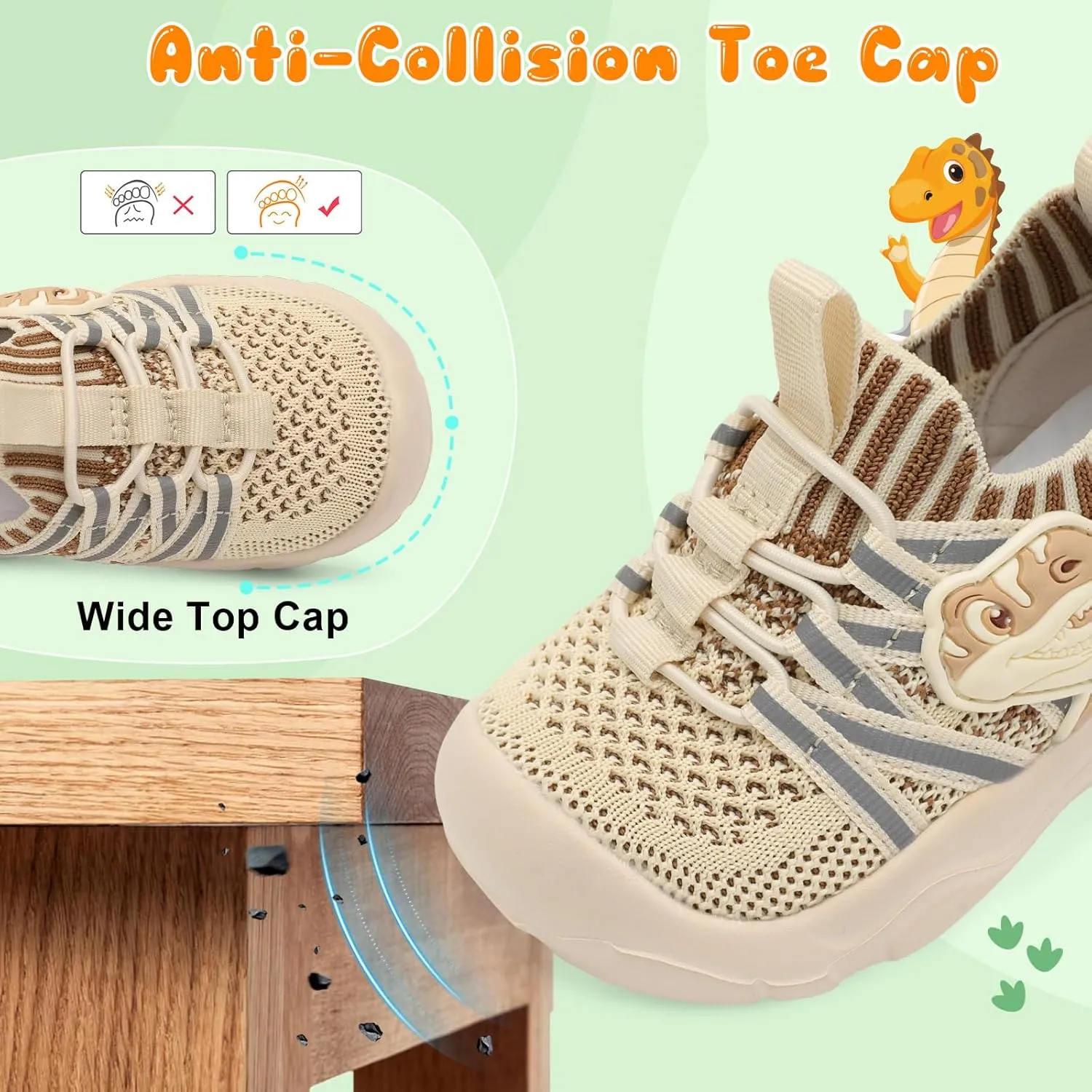 FEETCITY Toddler Shoes Boys Girls Walking Shoes Toddler Slip On Shoes Wide Kids Tennis Shoes Lightweight Toddler Dinosaur Shoes Baby Sneakers