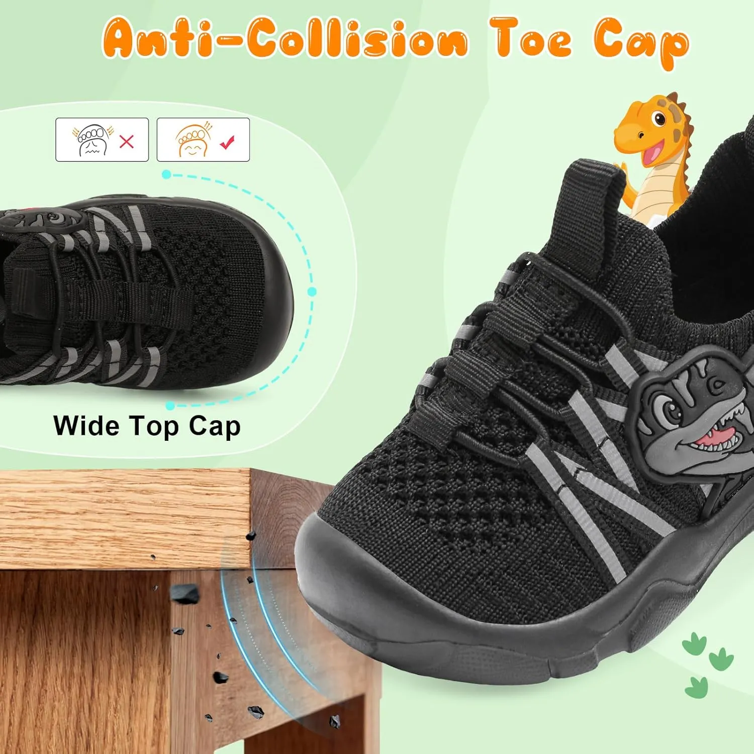 FEETCITY Toddler Shoes Boys Girls Walking Shoes Toddler Slip On Shoes Wide Kids Tennis Shoes Lightweight Toddler Dinosaur Shoes Baby Sneakers