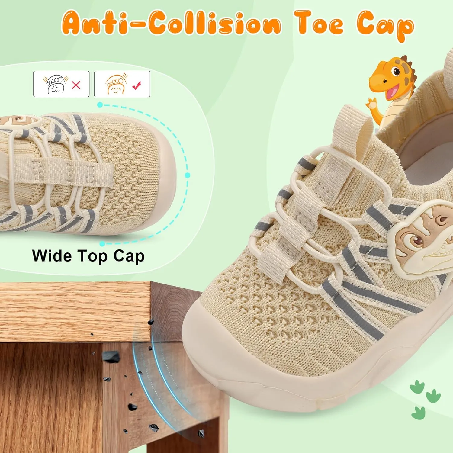 FEETCITY Toddler Shoes Boys Girls Walking Shoes Toddler Slip On Shoes Wide Kids Tennis Shoes Lightweight Toddler Dinosaur Shoes Baby Sneakers