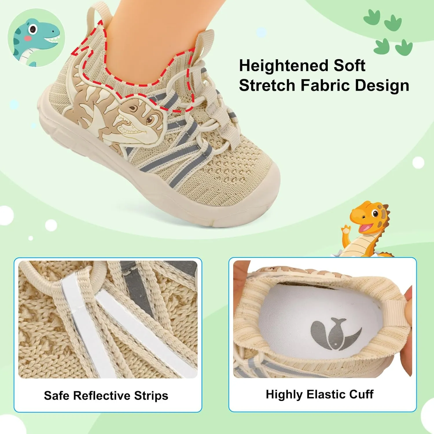 FEETCITY Toddler Shoes Boys Girls Walking Shoes Toddler Slip On Shoes Wide Kids Tennis Shoes Lightweight Toddler Dinosaur Shoes Baby Sneakers