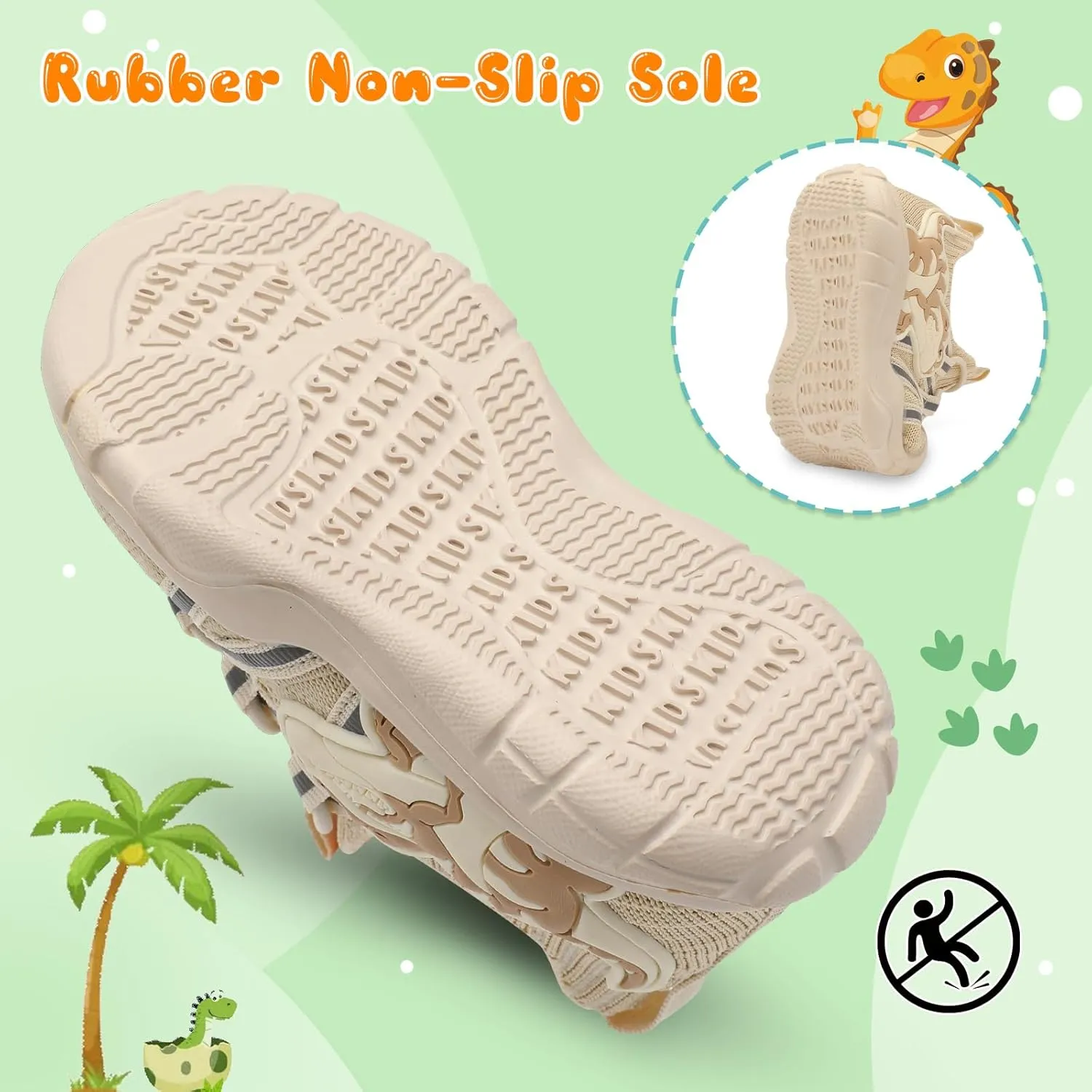 FEETCITY Toddler Shoes Boys Girls Walking Shoes Toddler Slip On Shoes Wide Kids Tennis Shoes Lightweight Toddler Dinosaur Shoes Baby Sneakers