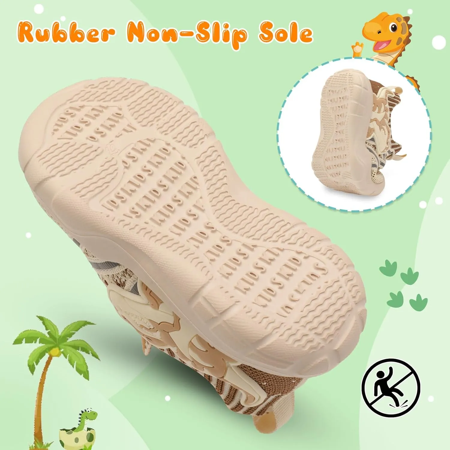FEETCITY Toddler Shoes Boys Girls Walking Shoes Toddler Slip On Shoes Wide Kids Tennis Shoes Lightweight Toddler Dinosaur Shoes Baby Sneakers