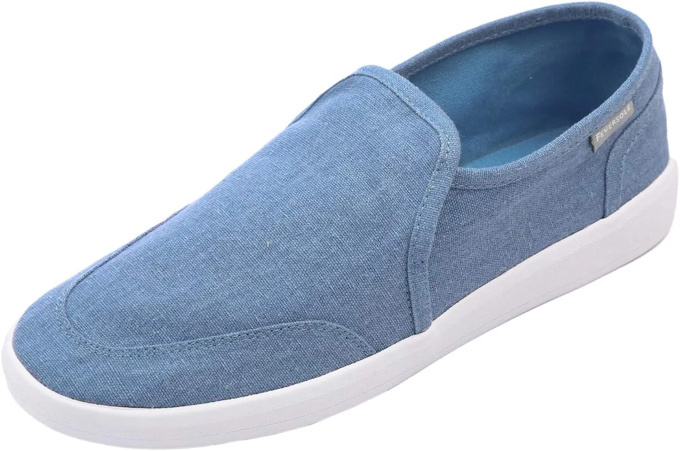 FEVERSOLE Comfort Women's Slip-On Lightweight Walking Shoes Casual Outfits Canvas Breathable Soft Loafers