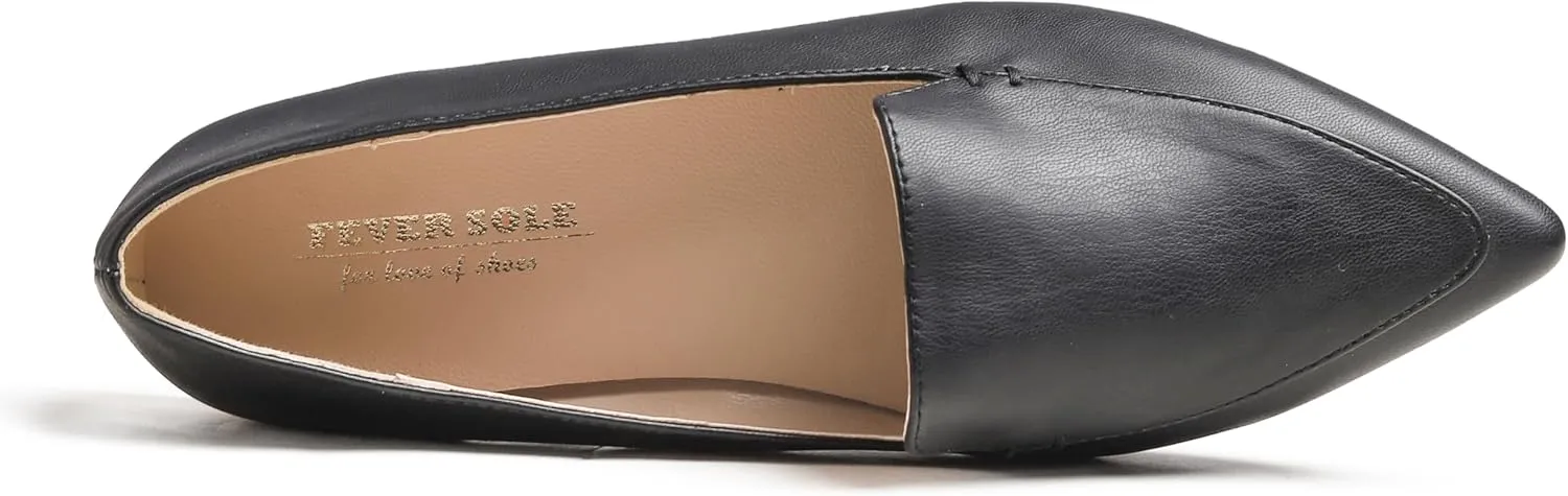 FEVERSOLE Women's Loafer Flat Pointed Deco Low Heel Fashion Slip On Dress Driving Office Shoes
