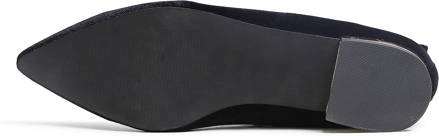FEVERSOLE Women's Loafer Flat Pointed Deco Low Heel Fashion Slip On Dress Driving Office Shoes