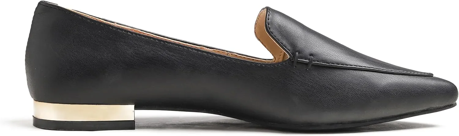 FEVERSOLE Women's Loafer Flat Pointed Deco Low Heel Fashion Slip On Dress Driving Office Shoes