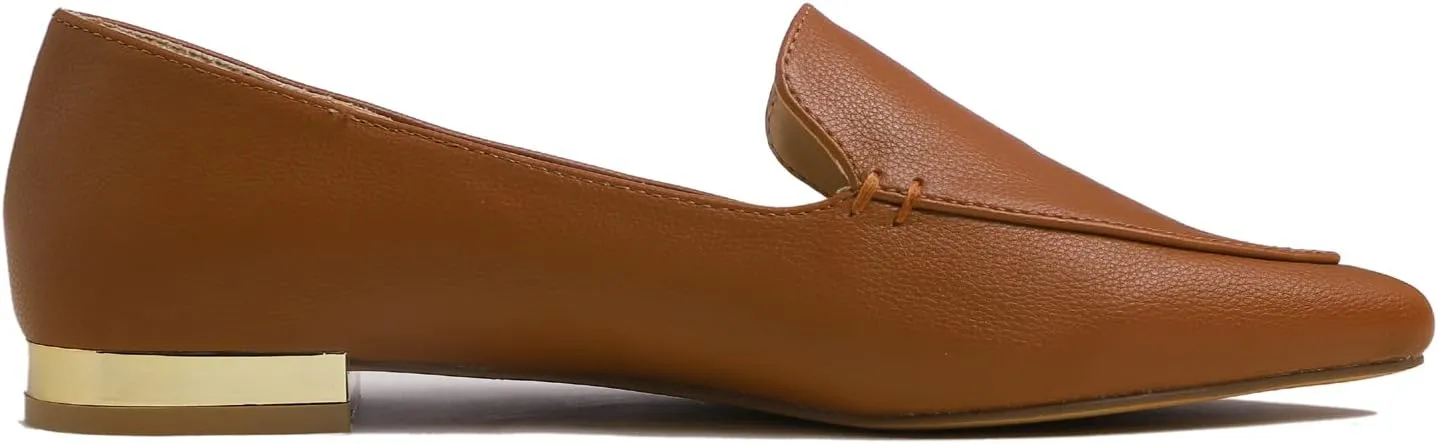 FEVERSOLE Women's Loafer Flat Pointed Deco Low Heel Fashion Slip On Dress Driving Office Shoes