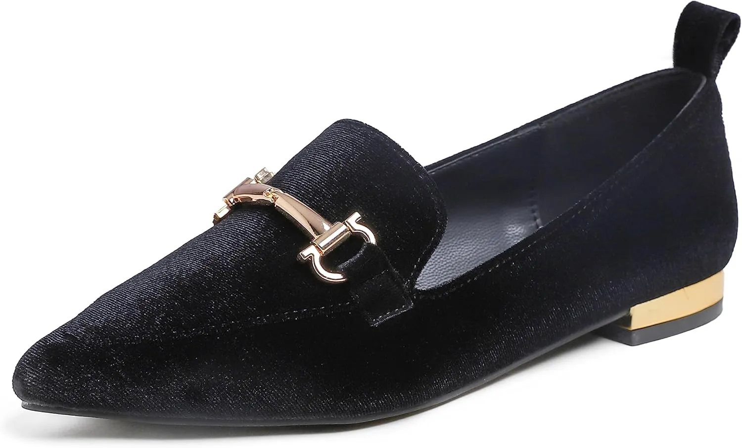 FEVERSOLE Women's Loafer Flat Pointed Deco Low Heel Fashion Slip On Dress Driving Office Shoes