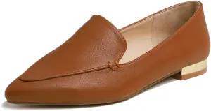 FEVERSOLE Women's Loafer Flat Pointed Deco Low Heel Fashion Slip On Dress Driving Office Shoes