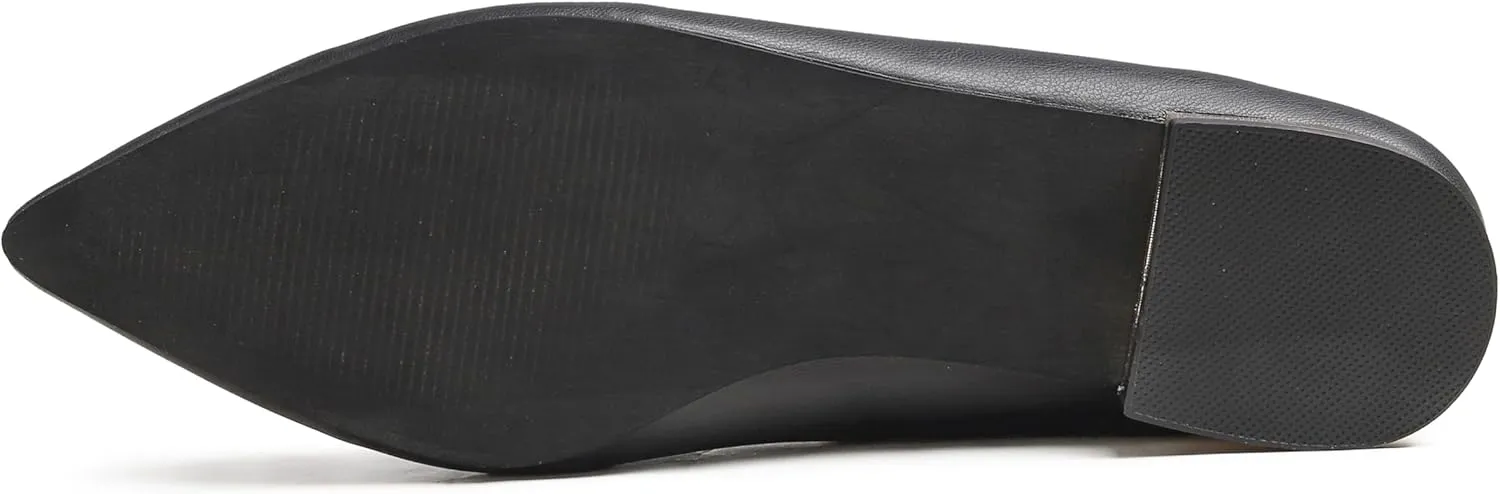 FEVERSOLE Women's Loafer Flat Pointed Deco Low Heel Fashion Slip On Dress Driving Office Shoes