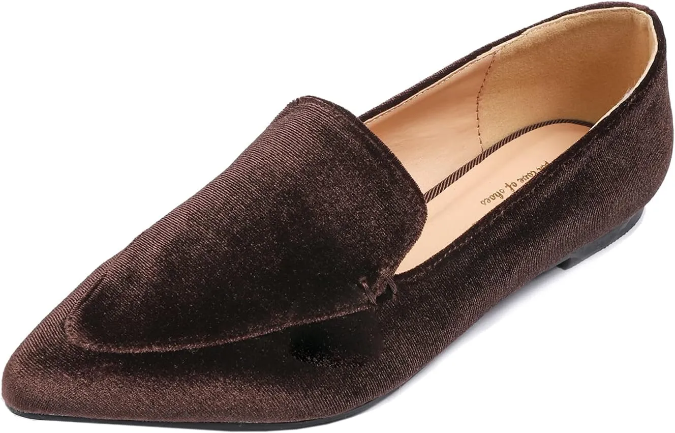 FEVERSOLE Women's Loafer Flat Pointed Fashion Slip On Comfort Driving Office Shoes