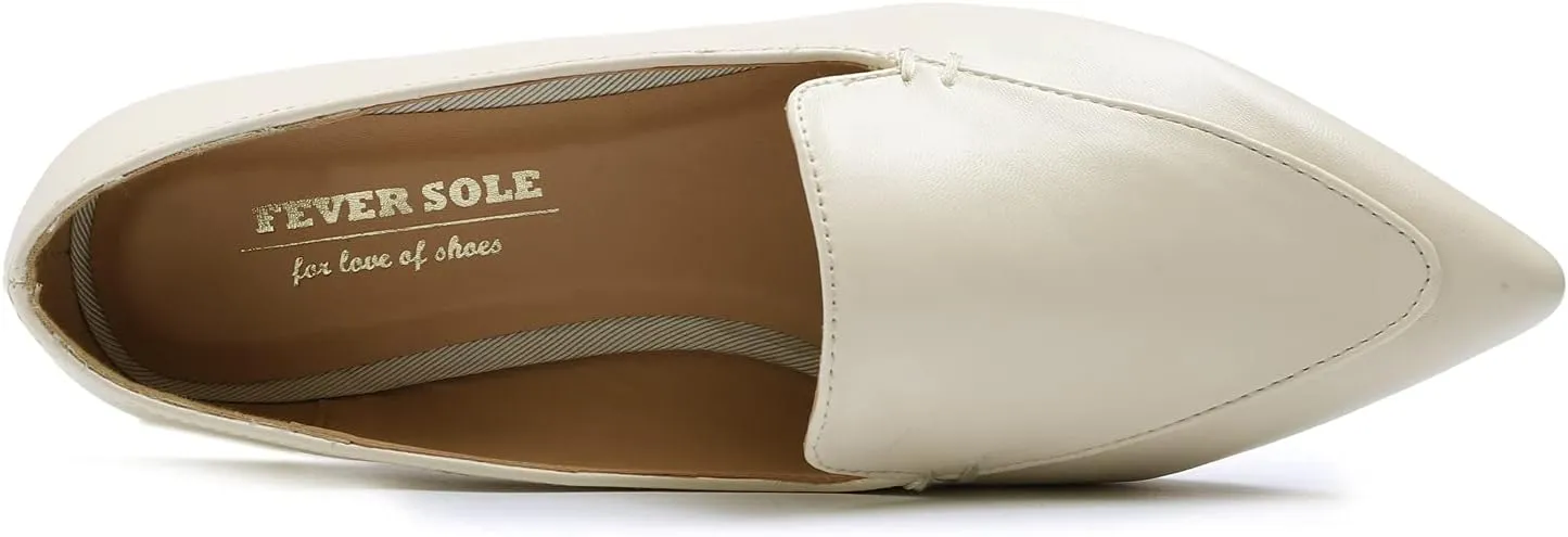 FEVERSOLE Women's Loafer Flat Pointed Fashion Slip On Comfort Driving Office Shoes