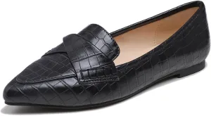 FEVERSOLE Women's Loafer Flat Pointed Fashion Slip On Comfort Driving Office Shoes