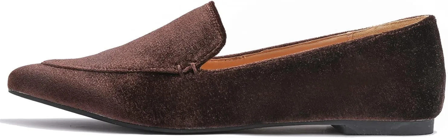 FEVERSOLE Women's Loafer Flat Pointed Fashion Slip On Comfort Driving Office Shoes