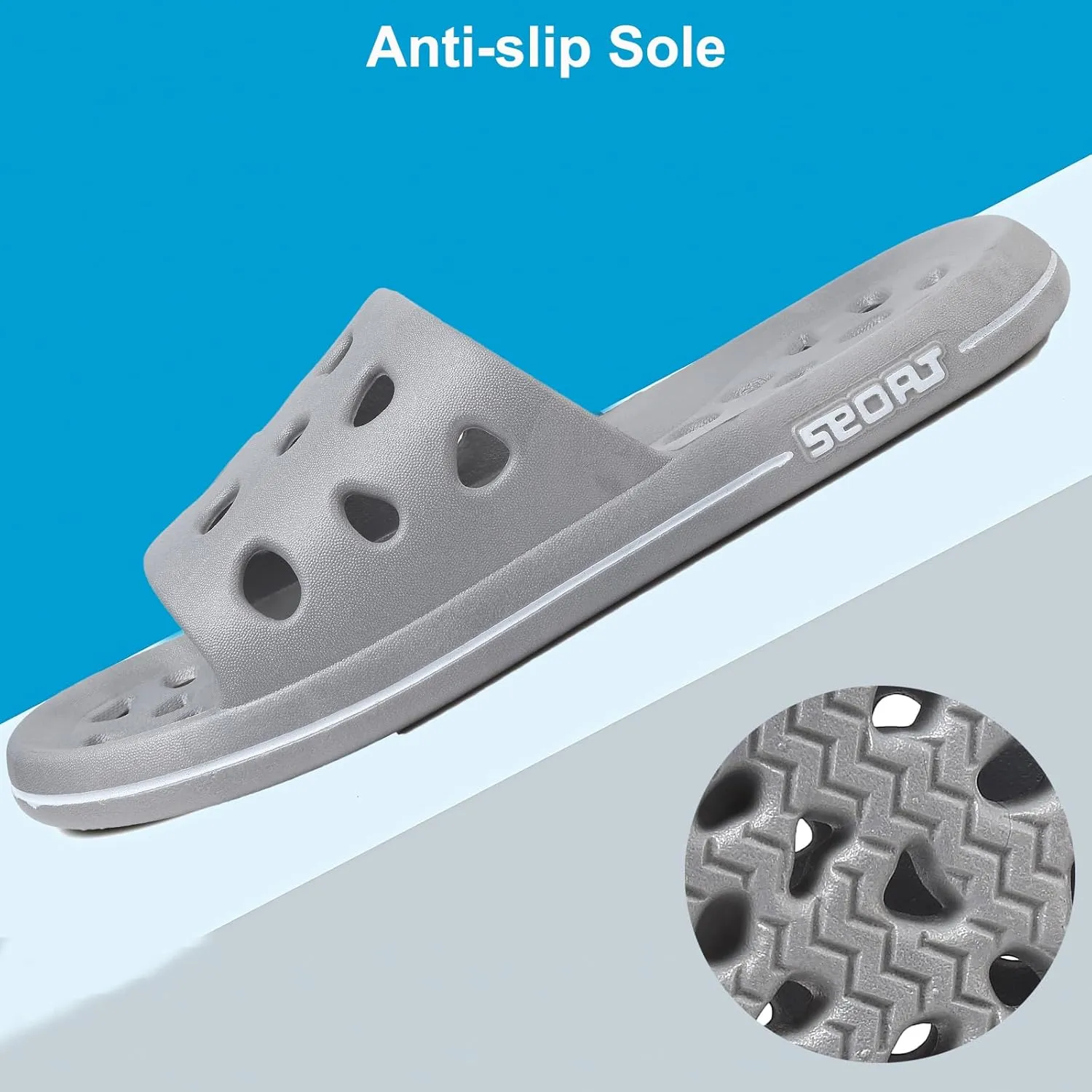 FINLEEO Shower Sandals with Drainage Holes - Quick Drying Bathroom & Gym Slippers for Men and Women