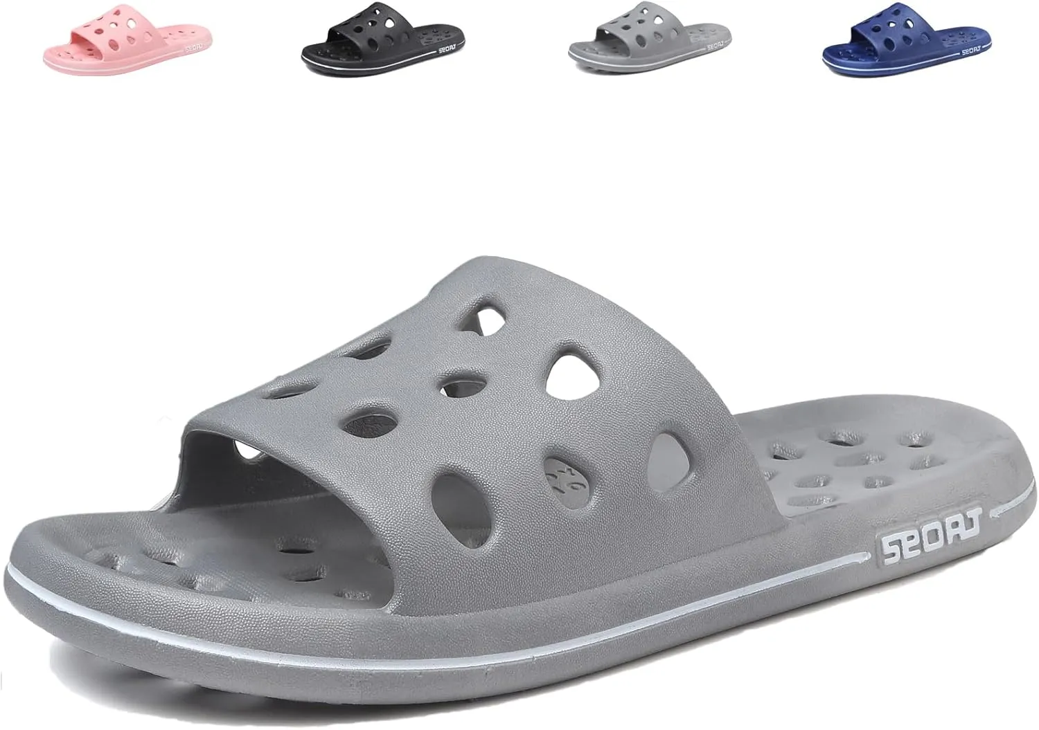 FINLEEO Shower Sandals with Drainage Holes - Quick Drying Bathroom & Gym Slippers for Men and Women