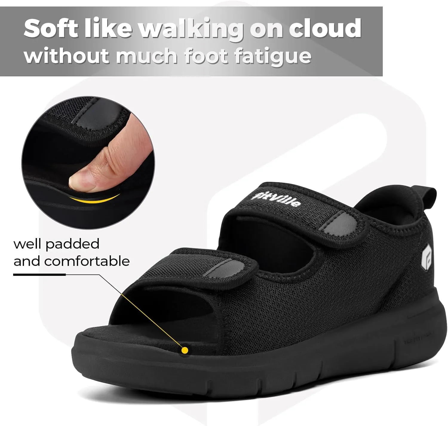 FitVille Diabetic Sandals for Men Wide Width with Arch Support, Men Diabetic Sandals Adjustable