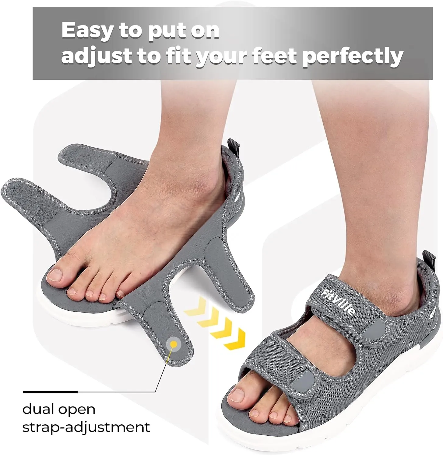 FitVille Diabetic Sandals for Men Wide Width with Arch Support, Men Diabetic Sandals Adjustable
