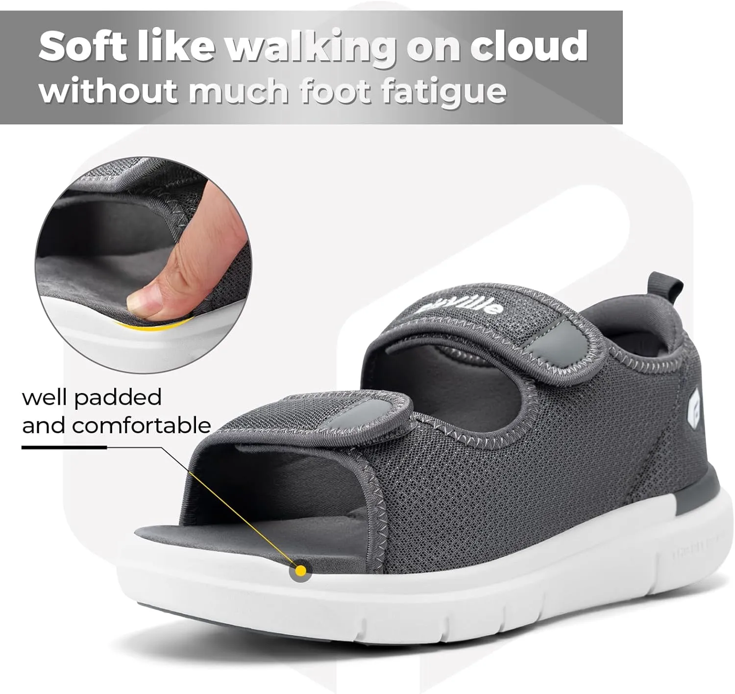 FitVille Diabetic Sandals for Men Wide Width with Arch Support, Men Diabetic Sandals Adjustable