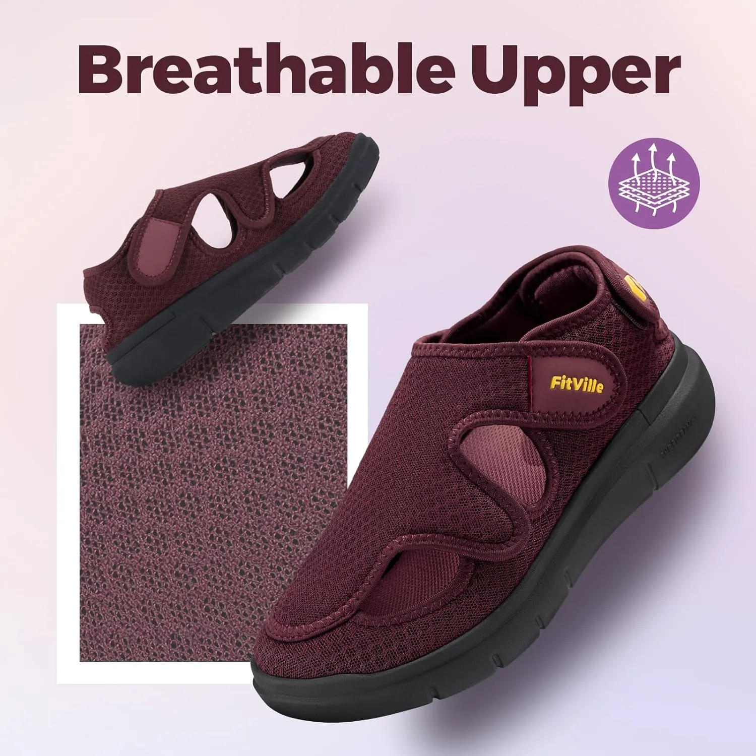 FitVille Diabetic Sandals for Women,Wide Width Diabetic Shoes with Arch Support,Fully Adjustable Straps Sandals for Women