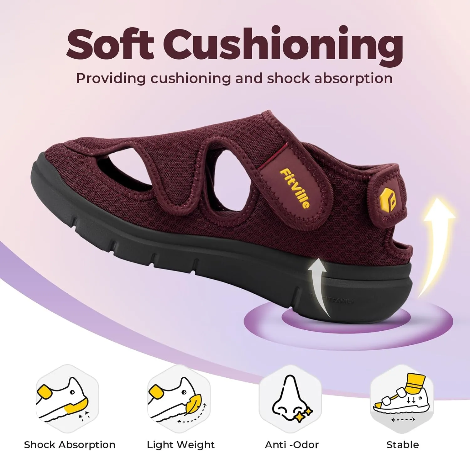 FitVille Diabetic Sandals for Women,Wide Width Diabetic Shoes with Arch Support,Fully Adjustable Straps Sandals for Women