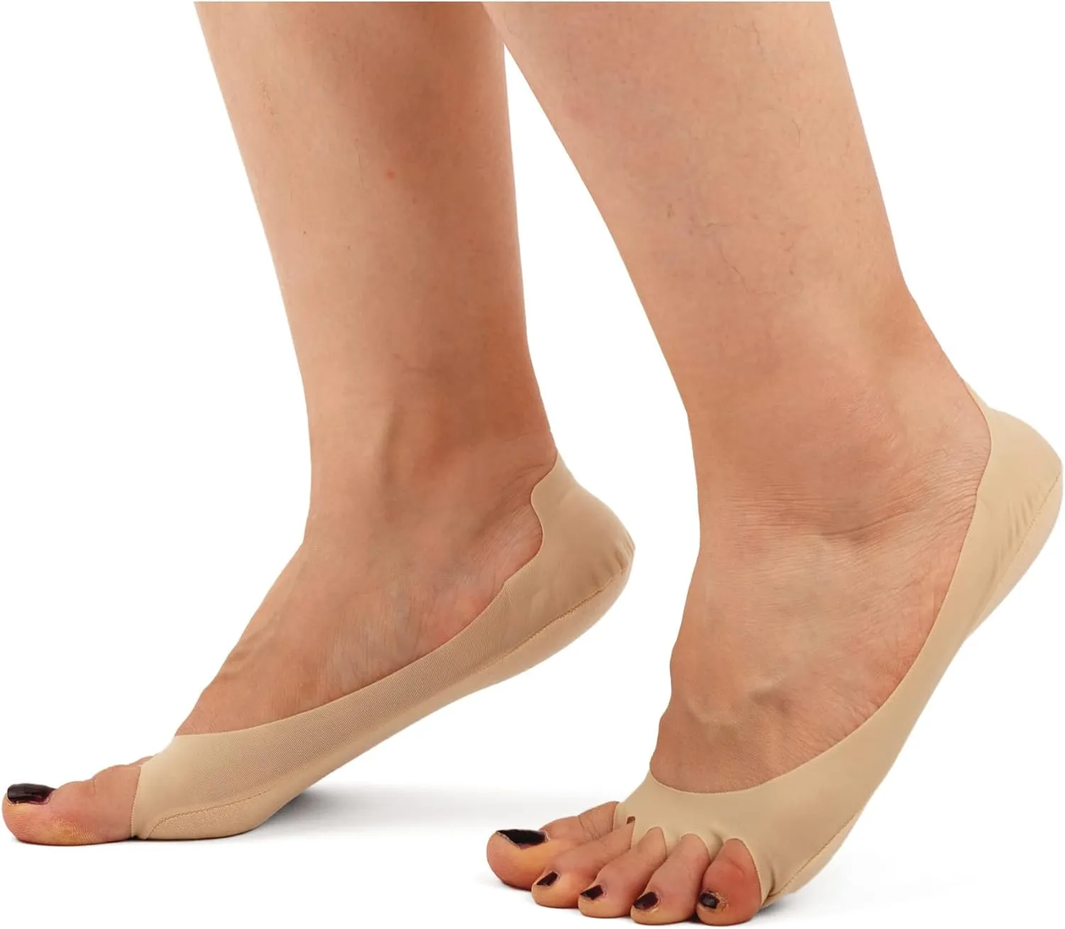 Flammi 3/6 Pairs Women Peep Toe Liner Socks No Show with Nonslip Heel Grip
