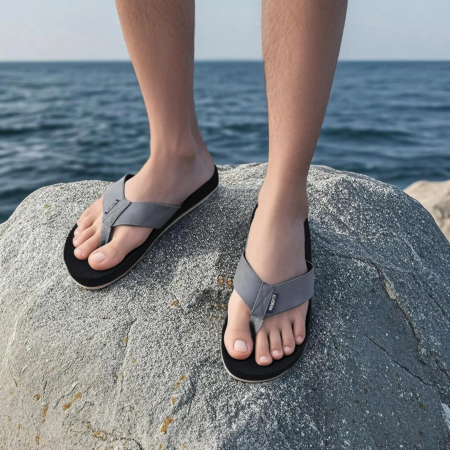Flip Flops for Men with Arch Support - Non-Slip Orthopedic Sandals,Durable Comfort Thongs Sandals for Beach