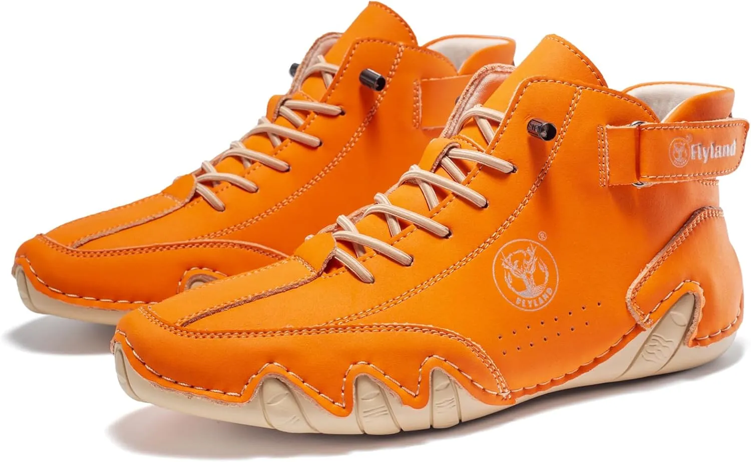 FLYLAND Women's Casual Leather Fashion Sneakers Handmade Ankle Chukka Boots Lightweight Slip-On Loafers Walking Driving Shoes