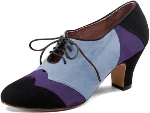 FOWT Women Patchwork Round Closed Toe Oxford Loafers Wingtip Self Tie Mid Heel Pumps School Dress Party Daily Office Shoes Size 4-15 US
