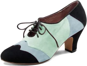 FOWT Women Patchwork Round Closed Toe Oxford Loafers Wingtip Self Tie Mid Heel Pumps School Dress Party Daily Office Shoes Size 4-15 US