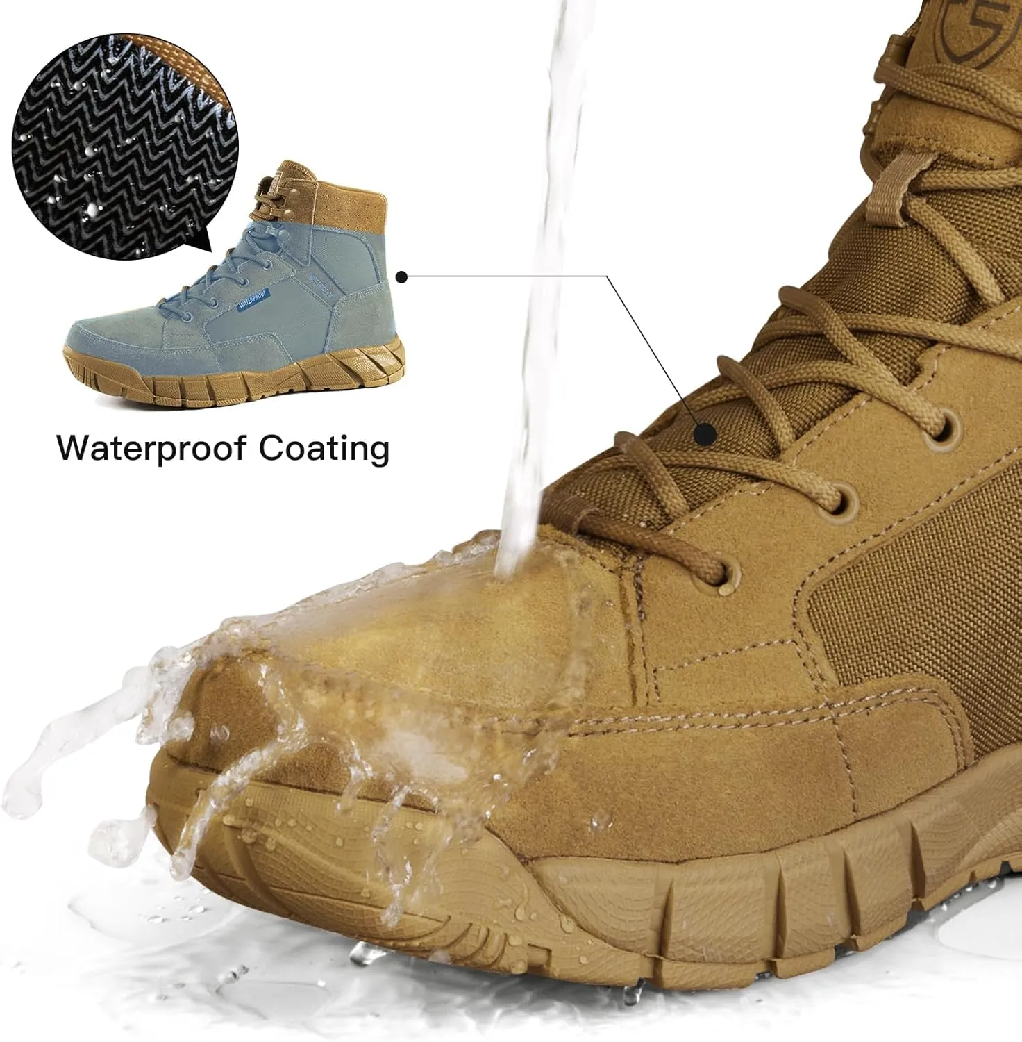 FREE SOLDIER Hiking Work Boots Men's Tactical Boots 6 Inches Waterproof Military Boots Outdoors Desert Boots