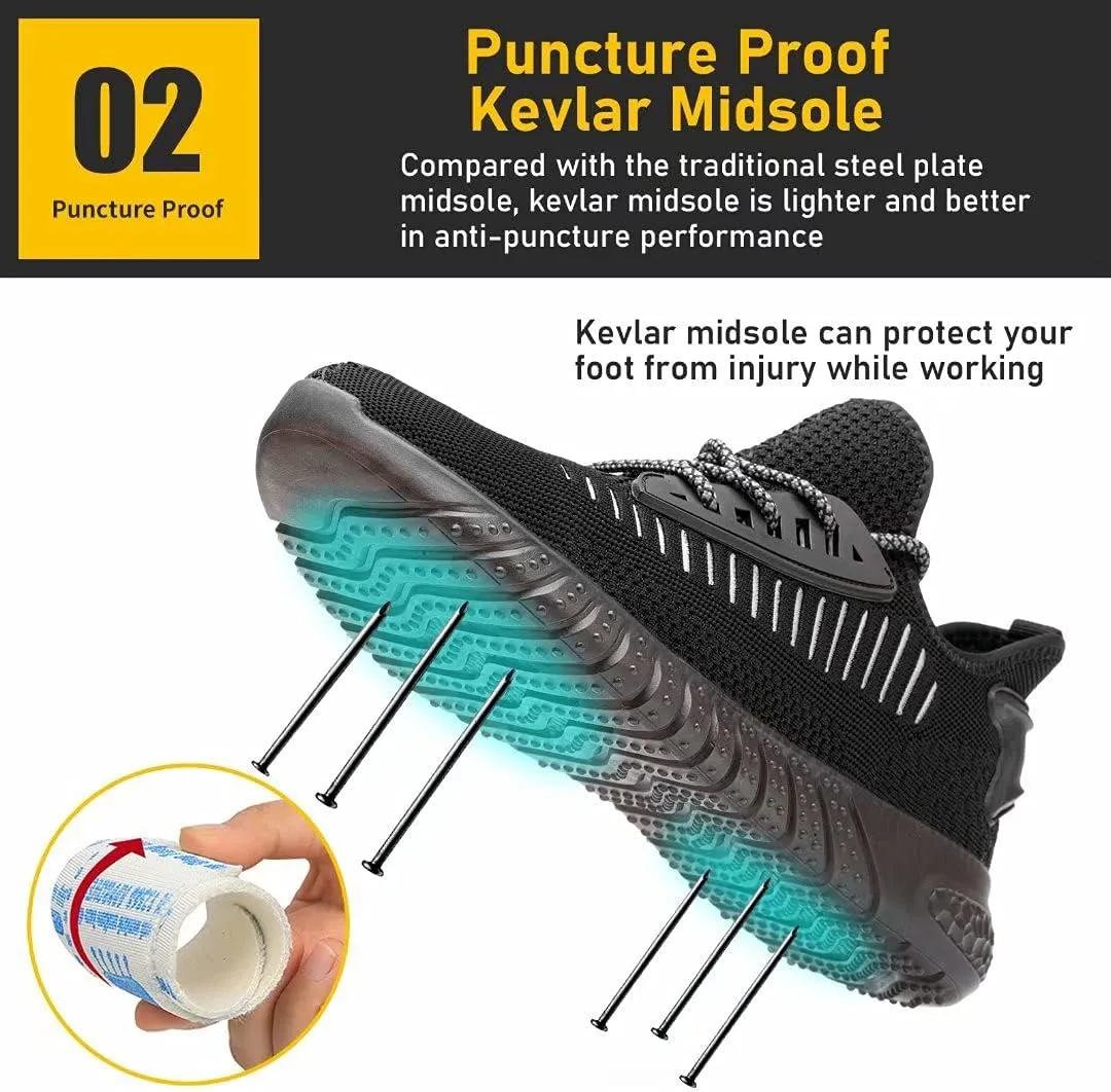 Furuian Steel Toe Shoes for Men Comfortable Safety Shoes Non Slip Steel Toe Sneakers Warehouse Industry Contstruction Mens Work Shoes