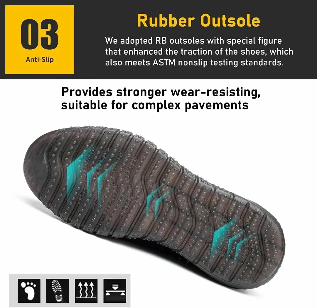 Furuian Steel Toe Shoes for Men Comfortable Safety Shoes Non Slip Steel Toe Sneakers Warehouse Industry Contstruction Mens Work Shoes