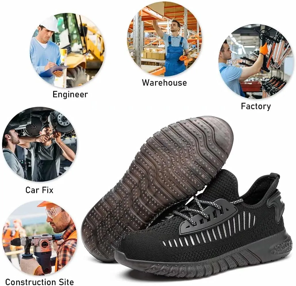 Furuian Steel Toe Shoes for Men Comfortable Safety Shoes Non Slip Steel Toe Sneakers Warehouse Industry Contstruction Mens Work Shoes