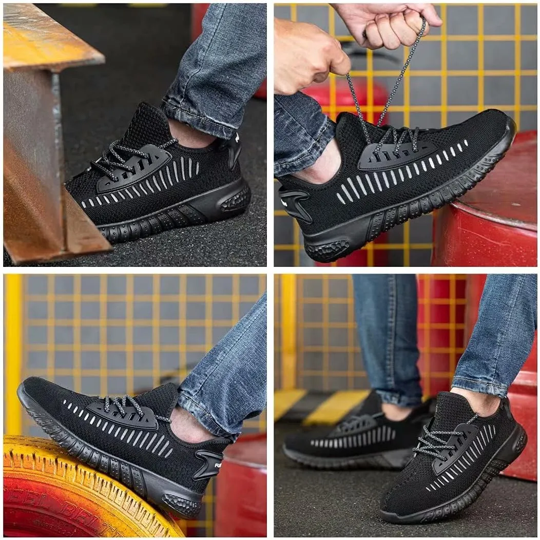 Furuian Steel Toe Shoes for Men Comfortable Safety Shoes Non Slip Steel Toe Sneakers Warehouse Industry Contstruction Mens Work Shoes