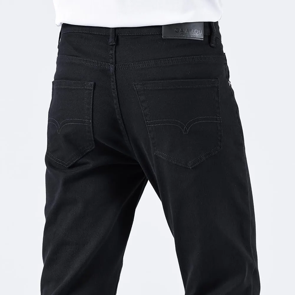 GAIAKOU Men's Baggy Slim Fit Stretch Work Jeans - Straight Loose Blue Elastic