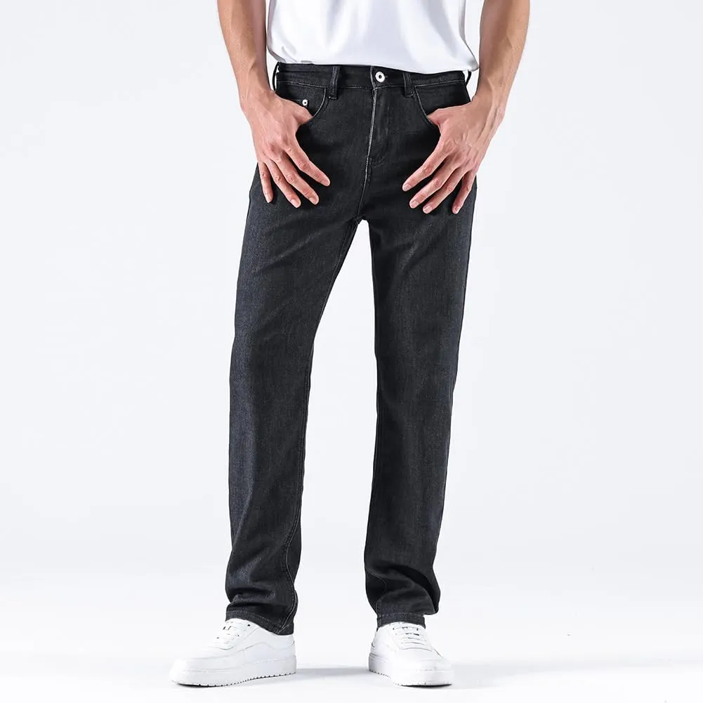 GAIAKOU Men's Baggy Slim Fit Stretch Work Jeans - Straight Loose Blue Elastic