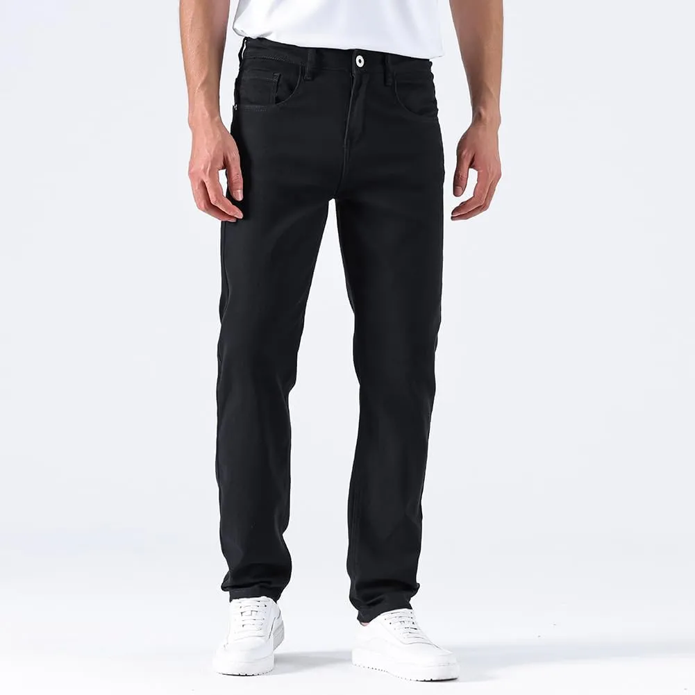 GAIAKOU Men's Baggy Slim Fit Stretch Work Jeans - Straight Loose Blue Elastic