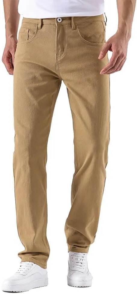GAIAKOU Men's Baggy Slim Fit Stretch Work Jeans - Straight Loose Blue Elastic
