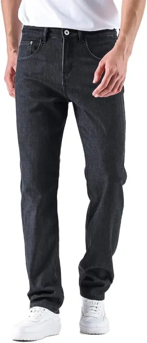 GAIAKOU Men's Baggy Slim Fit Stretch Work Jeans - Straight Loose Blue Elastic