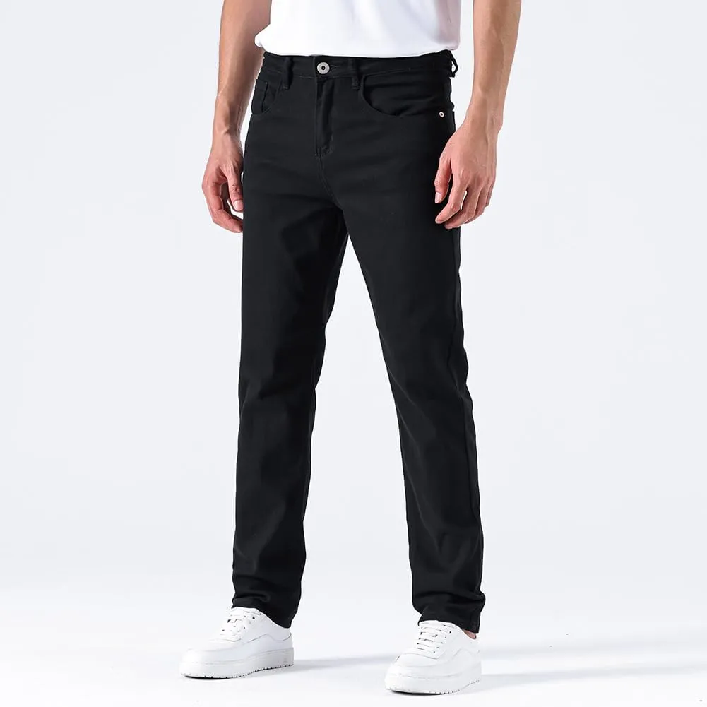 GAIAKOU Men's Baggy Slim Fit Stretch Work Jeans - Straight Loose Blue Elastic