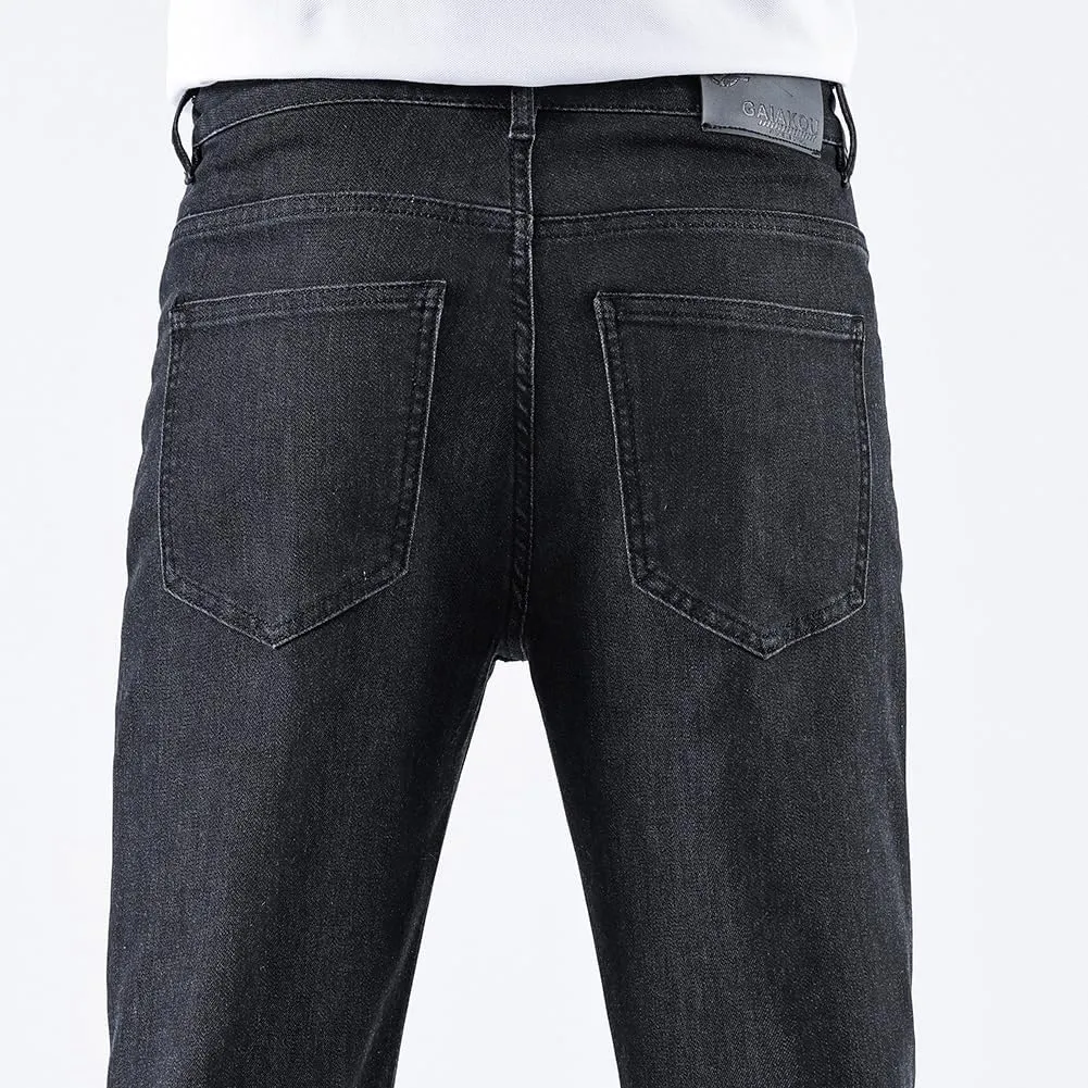 GAIAKOU Men's Baggy Slim Fit Stretch Work Jeans - Straight Loose Blue Elastic