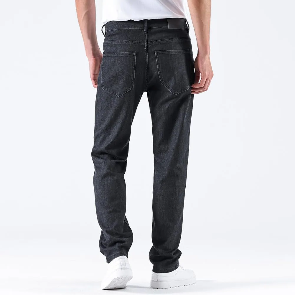 GAIAKOU Men's Baggy Slim Fit Stretch Work Jeans - Straight Loose Blue Elastic